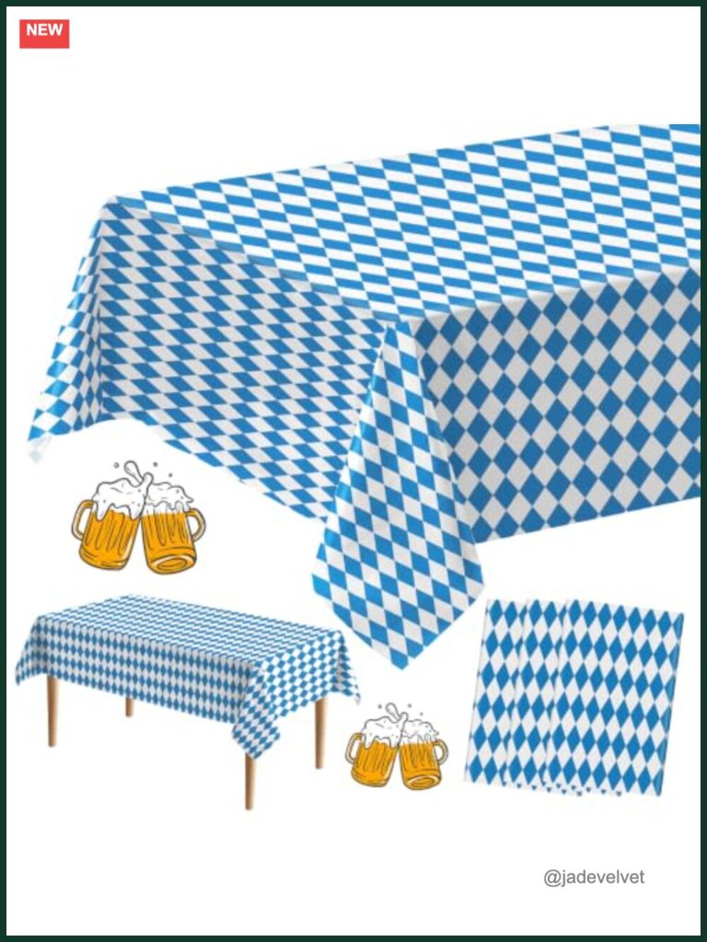 3 Pack Plastic Oktoberfest Checkered Tablecovers Rectangular 54x108